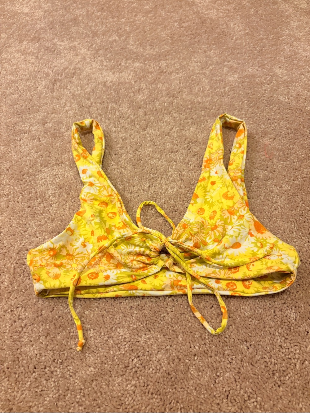 NWOT - Urban Outfitters- Floral Tie-Front Yellow Bikini Top